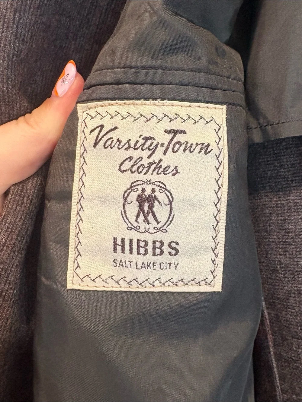 Vintage 50s 60s Varsity Town Clothes Dark Gray & Brown Pinstripe Wool 2 PC Suit